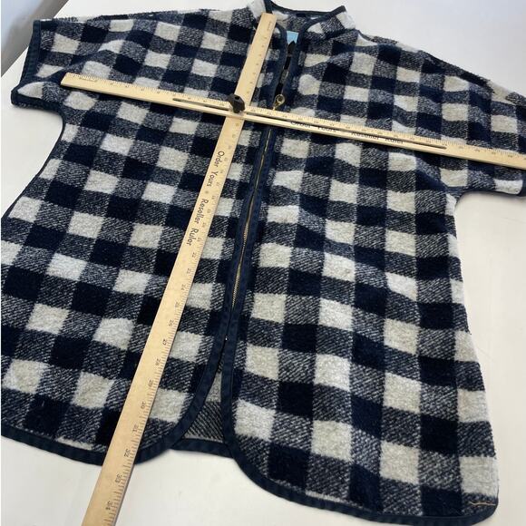 Draper James Cape Coat Womens X Small Small Blue White Buffalo Check Full Zip - Picture 6 of 10